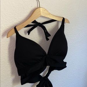 Black halter bikini top with cut outs’